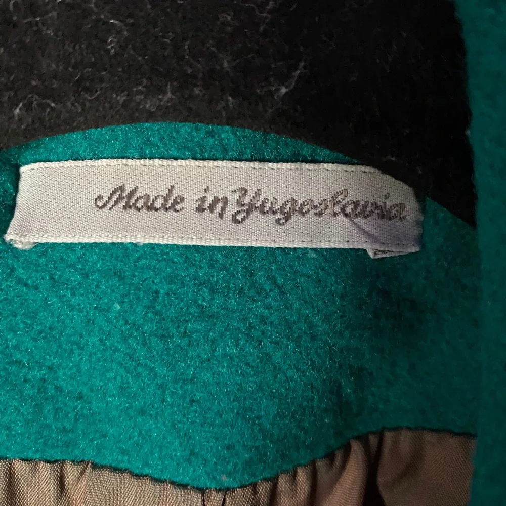 Glenbrooke Long Trench‎ Coat Women Large Teal Wool Double Breasted Vintage